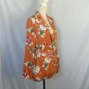 Pink Floral Tie Front Blazer Jacket (Size Large)